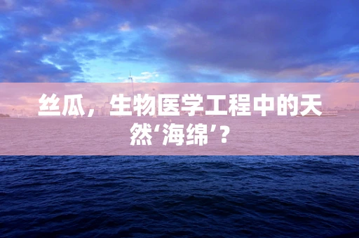 丝瓜，生物医学工程中的天然‘海绵’？