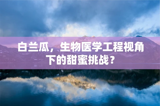 白兰瓜，生物医学工程视角下的甜蜜挑战？